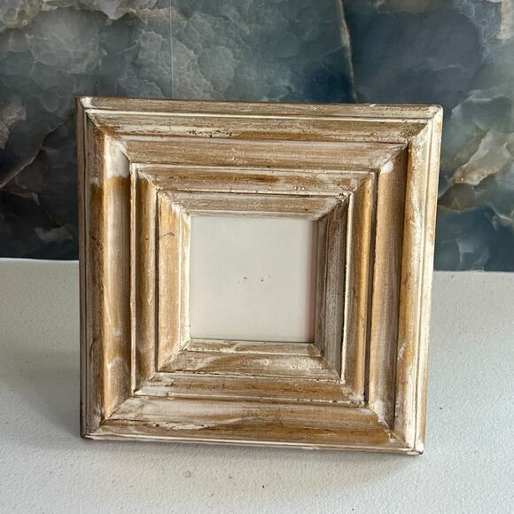 Square Wood Distressed Picture Frame 7.5" x 6.75" Rustic Cottage Core - Picture 1 of 8